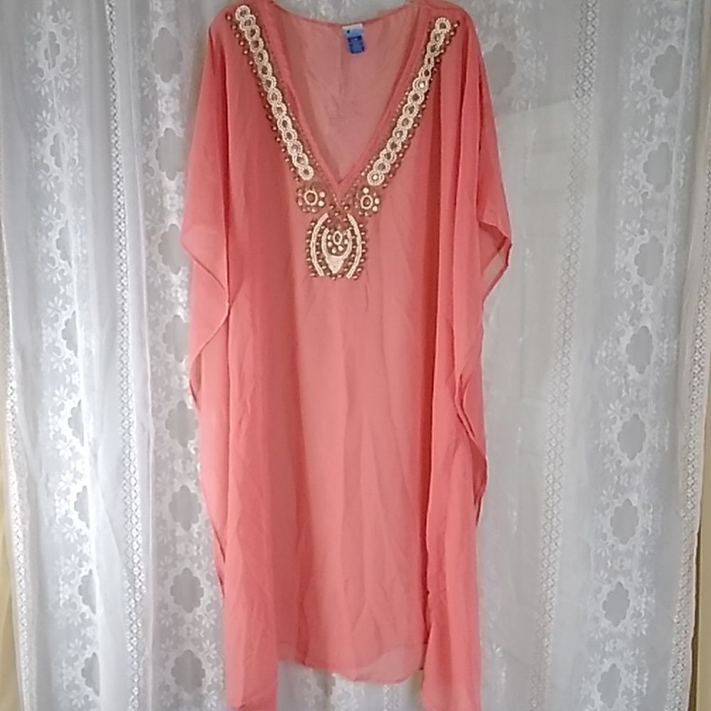 Soaked Cover Beach Shaw Up Sequin And Stones Women's Top Swim Coverups Sz L / XL